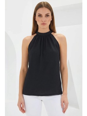 Hanka Kadın Halter Yaka Siyah Bluz