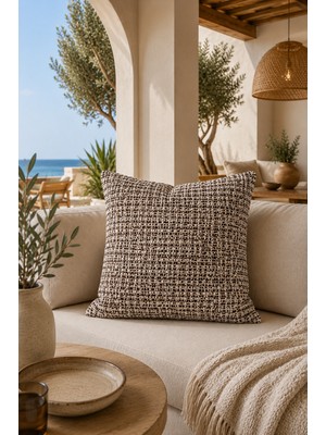 Fuly Consept Coastweave Terra Dekoratif Kırlent Kılıfı | Kahve Bej Dokuma Görünümlü Modern Kırlent