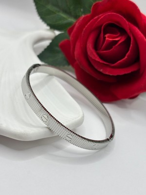 Ry Collections Çelik Yeni Model Gümüş Kelepçe Bileklik