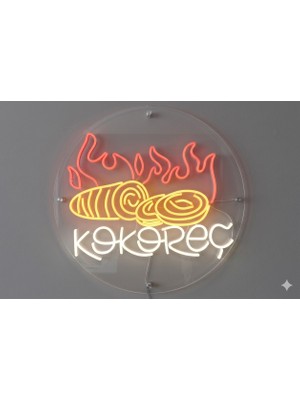 Dekoraven Kokoreç Logolu Neon LED Tabela Duvar Dekorasyonu Aydınlatma 50X50CM
