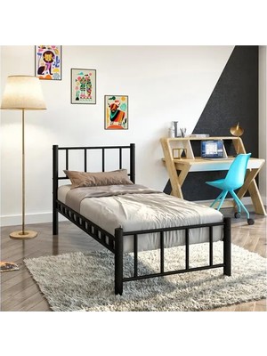 Vivense Argimo Zambak Metal Ferforje Karyola, Siyah, 100X200