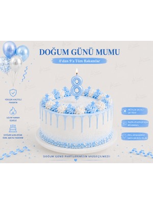 Parti Dükkanı Mavi 8 Rakam Pasta Mumu 12 cm Doğum Günü Sayı Mumu