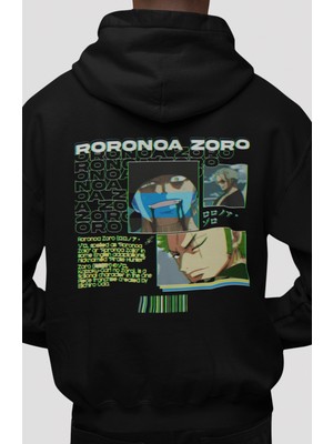 Sevbano One Piece Roronoa Zoro Anime Sırt Baskılı Unisex Oversize Penye Hoodie