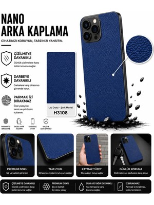Astakos 3m Küçük Desen Liçi Doku Şark Mavisi Arka Kaplama Tecno Camon 30