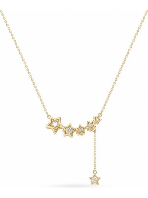 Serelya Pirinç Gold Renk Minimal Sallantılı Yıldız Model Kadın Kolye