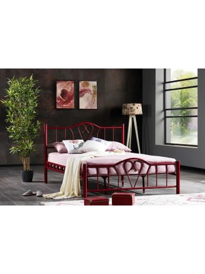 Vivense Argimo Orkide Ferforje Karyola, Bordo, 120X200