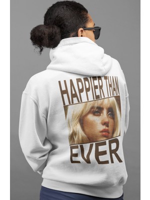 Sevbano Billie Eilish Happier Than Ever Şarkıcı Sırt Baskılı Unisex Oversize Penye Hoodie