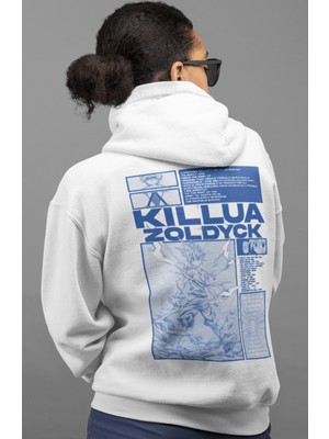 Sevbano Killua Zoldyck Hunter x Hunter Anime Sırt Baskılı Unisex Oversize Penye Hoodie