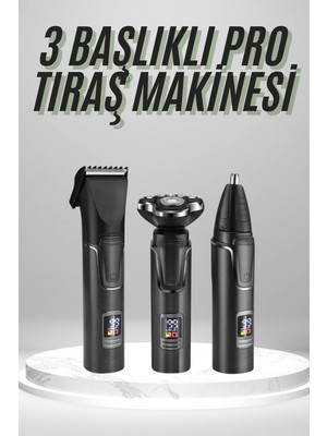 Dijital Göstergeli 3 Başlıklı Tıraş Makinesi Islak Kuru Lazer Öncesi Günlük