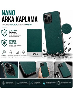 Astakos Vivo Vivo X200 Ultra Uyumlu 3m Küçük Desen Deri Zeytin Yeşili Arka Kaplama