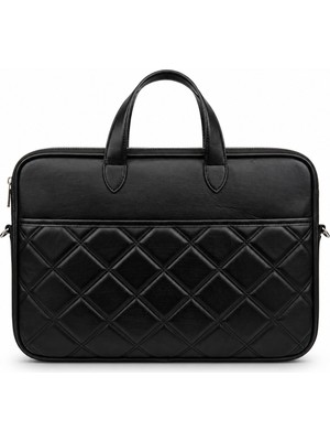 Moda West Siyah Kapitone Laptop ve Evrak Çantası 15.6-16,9 Inç Uyumlu Darbeye Dayanıklı Bilgisayar Çantası