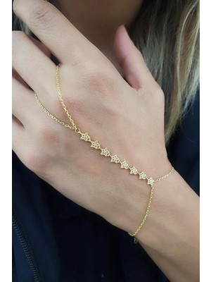 Ose Shop Luxury Tasarım 925 Ayar Gümüş Üzerine Altın Kaplama Zirkon Taş Detaylı Yıldız Figürlü Şahmeran