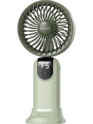 Robeve AUFN19 5 Kademeli Güçlü El Fanı Mini Fan – Şarjlı Taşınabilir Mini Vantilatör, Dijital Ekranlı, Sessiz Çalışma, Uzun Pil Ömrü, Masaüstü & El Tipi Kullanım