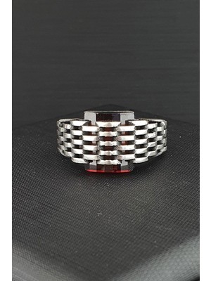 Ose Shop Kırmızı Zirkon Taşlı 925AYAR Gümüş Tasarım Erkek Yüzük