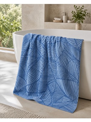 Taya Home Premium Yumuşak %100 Pamuk Battal Boy Banyo Havlusu 100X200 cm Hızlı Kuruyan Modern Desenli
