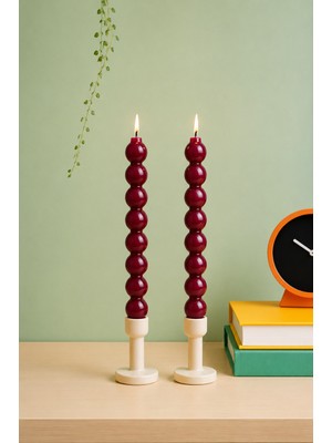 Typoniq Attitude Included Premium Modern Bubble Şamdan 2' Li Mum Seti Bordo 23 cm
