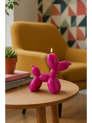 Typoniq Attitude Included Pop Art Tasarım Mum Balon Köpek Fuşya