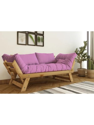 Vivense Woodesk Adalar Masif Ahşap Kanepe, Natural-Pembe Renk