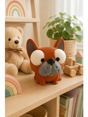 My Craft 3D Hareketli Gözlü Köpek Oyuncak Figür Dekoratif Masa Süsü Çocuk Hediyesi Ofis Raf Dekoru 18 cm