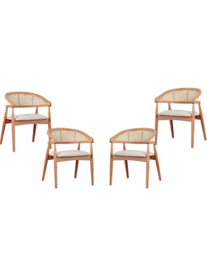 Vivense Florida Ahşap Natural Sandalye, 4 Adet
