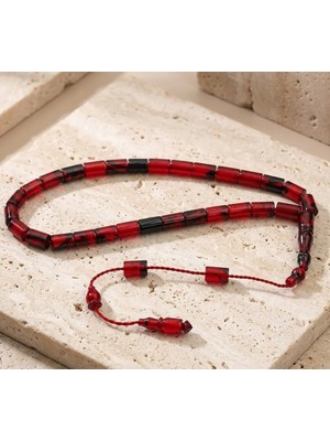 Blackcraft Kehribar Kırmızı-Siyah Kesme Model Tespih