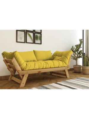 Vivense Woodesk Adalar Masif Ahşap Ikili Kanepe, Natural-Sarı Renk