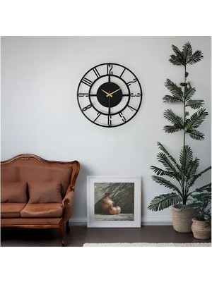 Vivense Bunnela Metal Siyah Duvar Saati, 50X50 cm