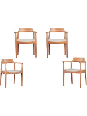 Vivense Alba Natural Ahşap Sandalye, 4 Adet