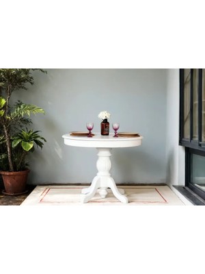 Vivense Roma Beyaz Ahşap Açılır Masa, 100X100