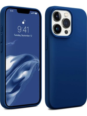 Bix iPhone 13 Pro Max Silikon Kılıf Magsafe Uyumlu Güçlü Koruma Darbe Emici Evren Mavisi