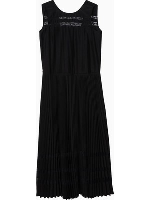 3.1 Phillip Lim Pliseli A Kesim Dantel Detaylı Tasarım Midi Kadın Elbise