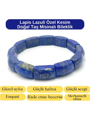 Yıldız Doğal Taş Sertifikalı Lapis Lazuli Özel Kesim Doğal Taş Misinalı Bileklik