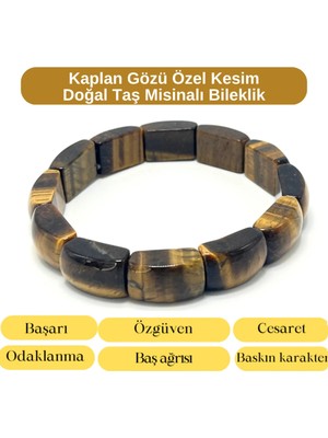Yıldız Doğal Taş Sertifikalı Kaplan Gözü Özel Kesim Doğal Taş Misinalı Bileklik