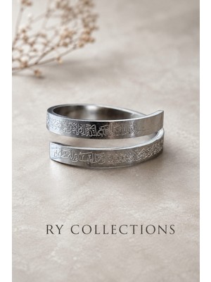 Ry Collections Ayet-El Kürsi Dua Yazılı Erkek ve Bayan Ayarlanabilir Yüzük