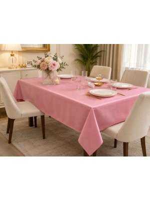 Meral Kurşun Collection Pembe Keten Masa Örtüsü | Sıvı Geçirmez & Leke Tutmaz | Özel Ölçü Üretim | Oeko-Tex® 100