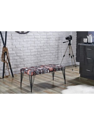 Vivense Lotus Desenli Bench, Metal Ayak