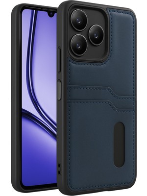 Fırsatkolik Realme Note 50 4g Kılıf Sara Kartvizitli Deri Kılıf - Lacivert