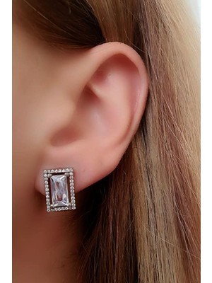 Ose Shop Pırlanta Işıltısında Swarovski Taşlı Gümüş Tek Taş Küpe