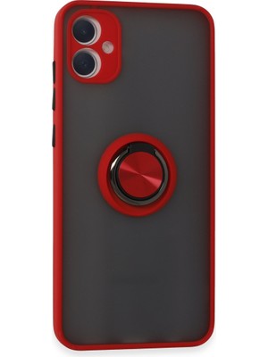 Fırsatkolik Galaxy A05 Kılıf Montreal Yüzüklü Silikon Kapak - Kırmızı