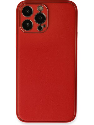 Fırsatkolik iPhone 13 Pro Kılıf Coco Deri Silikon Kapak - Kırmızı