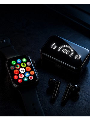Fırsatkolik Mey Ithalat® Şık Tasarımlı Akıllı Saat ve Bluetooth Kulaklık Seti Suya Dayanıklı ve Çok Fonksiyonlu