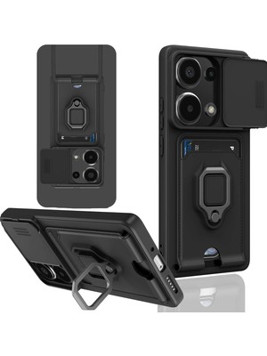 Fırsatkolik Mey Ithalat®   Redmi Note 13 Pro 4g Kılıf Zuma Kartvizitli Yüzüklü Silikon - Siyah