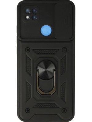 Fırsatkolik Xiaomi Redmi 9c Kılıf Pars Lens Yüzüklü Silikon - Siyah