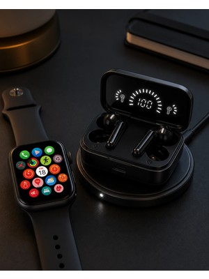 Fırsatkolik Mey Ithalat® Spor ve Günlük Kullanıma Uygun Akıllı Saat ve Bluetooth Kulaklık Seti Yüksek Performans