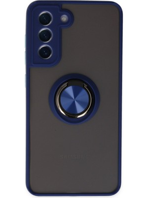 Fırsatkolik Galaxy S21 Fe Kılıf Montreal Yüzüklü Silikon Kapak - Lacivert
