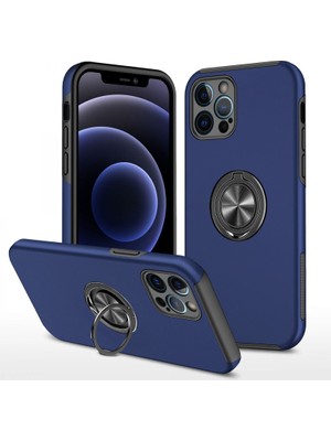 Fırsatkolik iPhone 12 Pro Max Kılıf Elit Yüzüklü Kapak - Lacivert