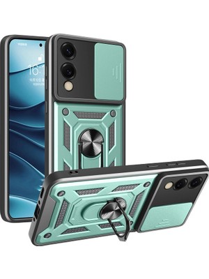 Fırsatkolik Samsung Galaxy S25 Edge Pars Lens Yüzüklü Silikon - Yeşil