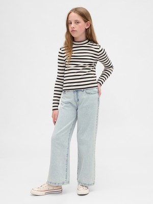 Gap Kız Çocuk Açık Mavi High Rise Stride Wide-Leg Ankle Jean Pantolon