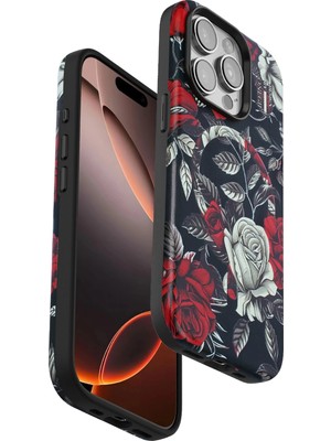 Fırsatkolik Mey Ithalat®   iPhone 15 Pro Max Flower Series Magsafe Kapak - Siyah
