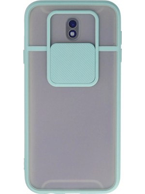 Fırsatkolik Mey Ithalat®  Samsung Galaxy J7 Pro / J730 Kılıf Palm Buzlu Kamera Sürgülü Silikon - Turkuaz